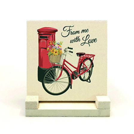 Hollanda Bisklet GörseliBaskılı Doğaltaş Masaüstlük