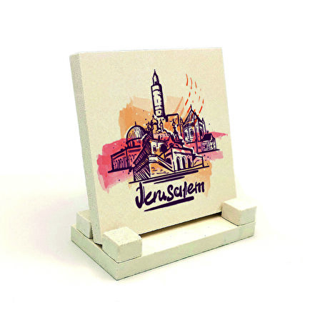 Kudüs GörseliBaskılı Doğaltaş Masaüstlük