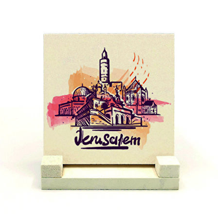 Kudüs GörseliBaskılı Doğaltaş Masaüstlük