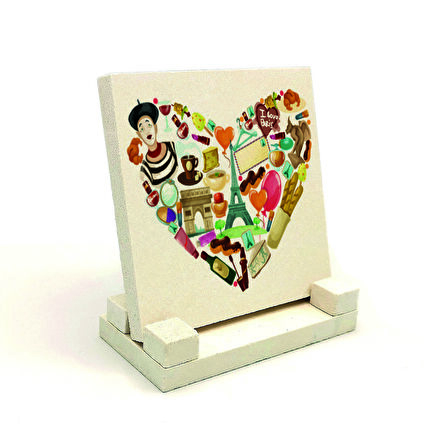 Fransa SembolleriBaskılı Doğaltaş Masaüstlük