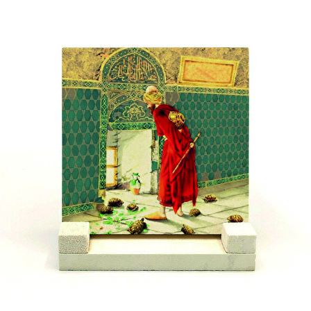 "Kaplumbağa Terbiyecisi" ResimBaskılı Doğaltaş Masaüstlük