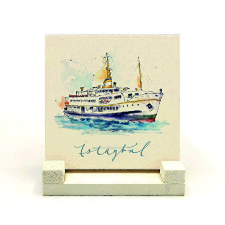 İstanbul VapurBaskılı Doğaltaş Masaüstlük