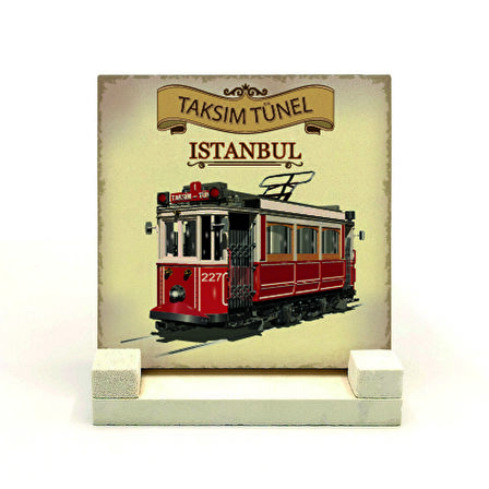 Nostaljik Tramvay Baskılı Doğaltaş Masaüstlük