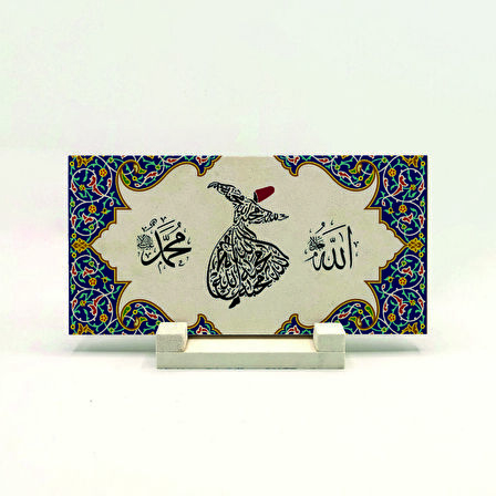 Allah (cc) Muhammed (as) “Allah sevgidir”Yazılı Doğaltaş Masaüstlük