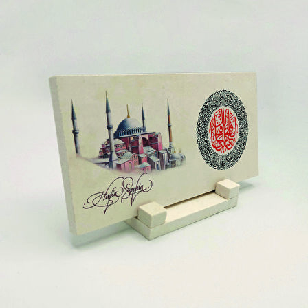 Ayasofya ve Fetih SuresiYazılı Doğaltaş Masaüstlük