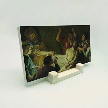 Dikenlerle Taçlandırılan İsa (Gerard van Honthorst, 1622)Baskılı Doğaltaş Masaüstlük