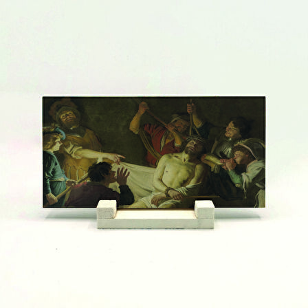 Dikenlerle Taçlandırılan İsa (Gerard van Honthorst, 1622)Baskılı Doğaltaş Masaüstlük