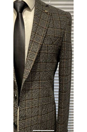 Vad Antrasit Yün Ekose Ceket 1386