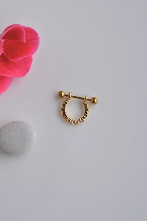 Taşlı Gold Piercing Helix Conch Kıkırdak Küpesi