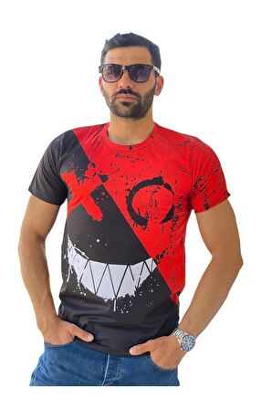 TASKAFA - Erkek Dijital Smile Baskılı Yeni Sezon T-shirt