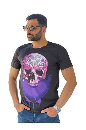 TASKAFA-- Erkek Dijital Kuru Kafa Baskılı Yeni Sezon T-shirt.