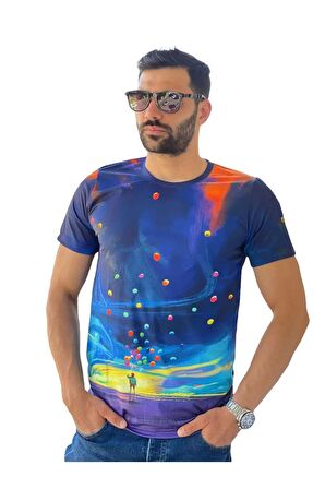 TASKAFA - Erkek Dijital Balon Baskılı Yeni Sezon T-shirt