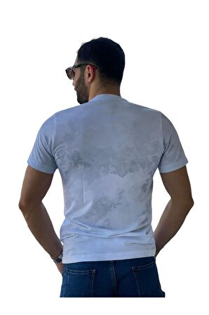 Taşkaf- - Erkek Dijital Pusula Baskılı Yeni Sezon T-shirt