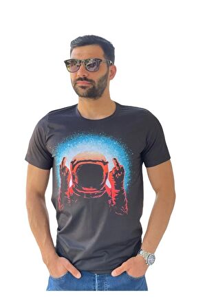 - Erkek Dijital Astronot Baskılı Yeni Sezon T-shirt New Collection