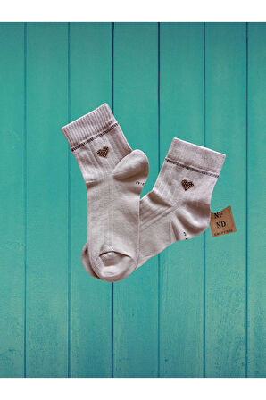 2 ÇİFT TAŞLI KALPLİ KOKULU LİKRALI KISAKONÇ DİKİŞSİZ ÇORAP PAMUKLU SİYAH BEJ KADIN ÇORABI 36-40