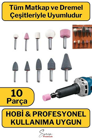 Hobi Gravür Dremel Taşlama Ucu Mini Metal Ahşap Oyma Seti Parlatma Çapak Alma 10 Parça Matkap Uyumlu