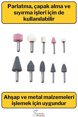 Hobi Gravür Dremel Taşlama Ucu Mini Metal Ahşap Oyma Seti Parlatma Çapak Alma 10 Parça Matkap Uyumlu