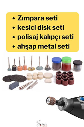 Hobi Gravür Dremel Taşlama Ucu Mini Metal Ahşap Oyma Seti Parlatma Çapak Alma 105 Parça Kalıpçı Seti