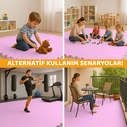 BEYLİNİ Tatami Zemin Karosu Spor Zemin Çocuk Odası Matı Ses Yalıtımlı Karo Halı Eva Panel Pembe 50 Cm