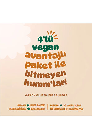 Humm Organic Organik Vegan Tatlı & Tuzlu Atıştırmalık Paketi - 55 G X 4 adet (2 çeşit)