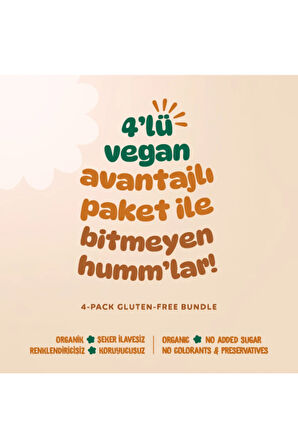 Humm Organic Organik Vegan Tatlı Kurabiye & Tuzlu Grissini Atıştırmalık Paketi - 55 G X 4 adet (2 çeşit)