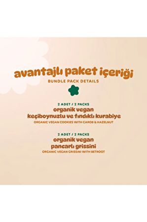 Humm Organic Organik Vegan Tatlı Kurabiye & Tuzlu Grissini Atıştırmalık Paketi - 55 G X 4 adet (2 çeşit)