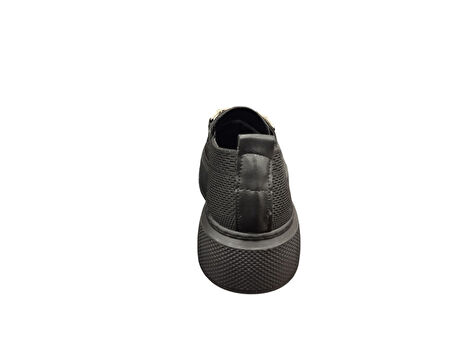 Ventes 3461001Z 4 cm Kalın Taban Taş Toka Detaylı Günlük Kadın Triko Loafer Ayakkabı