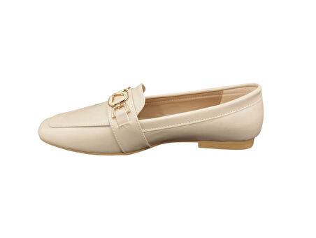 Ventes 5551208Z Küt Burun Dar Kalıp Toka Detaylı Günlük Kadın Şık Babet Ayakkabı