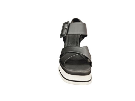 Ventes 111171Z 8 cm Kalın Topuklu Önü Açık Yumuşak İç Pedli Günlük Kadın Tek Bant Sandalet