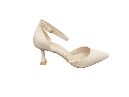 Ventes 120516Z 7 cm Kadeh Topuk Bilekten Bantlı Sivri Burun Kadın Saten Topuklu Ayakkabı