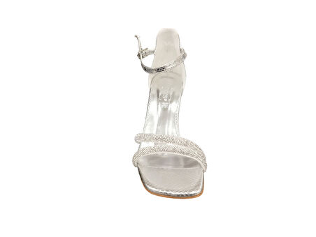 Ventes 403701Z Önü açık Tek Bant 8 cm Kadeh Topuk Küt Burun Kadın Topuklu Abiye Ayakkabı