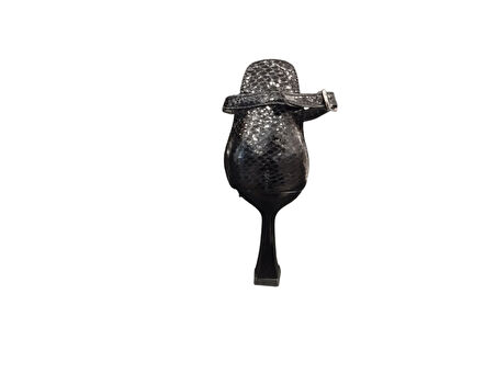 Ventes 403701Z Önü açık Tek Bant 8 cm Kadeh Topuk Küt Burun Kadın Topuklu Abiye Ayakkabı