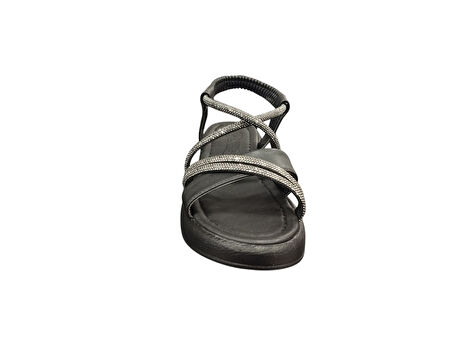 Ventes 58157Z Taş Şeritli Bilekten Lastikli 3cm Topuk Boyu Günlük Kadın Şık Sandalet