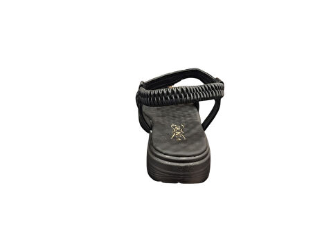 Ventes 67908Z Bilekten Lastikli Ortopedik Taş İşlemeli 4cm Topuk Boyu Günlük Kadın Şık Sandalet