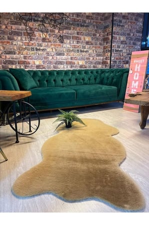 Aries Home Tavşan Tüyü Camel Yumuşak Makinede Yıkanabilir Kaymaz Ve Toplanmaz Süet Taban Post Halı