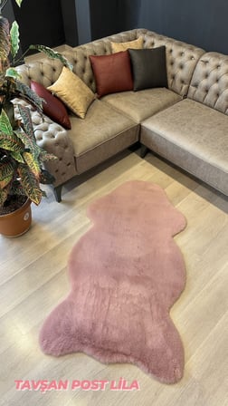 Aries Home Tavşan Tüyü Lila Yumuşak Makinede Yıkanabilir Kaymaz Ve Toplanmaz Süet Taban Post Halı