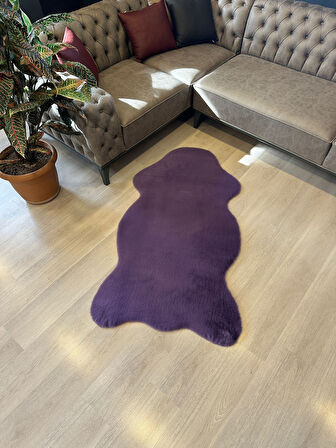 Aries Home Tavşan Tüyü Mor Yumuşak Makinede Yıkanabilir Kaymaz Ve Toplanmaz Süet Taban Post Halı