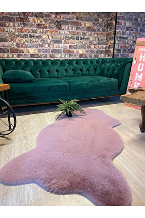 Aries Home Tavşan Tüyü Mor Yumuşak Makinede Yıkanabilir Kaymaz Ve Toplanmaz Süet Taban Post Halı