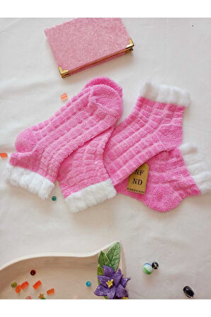 2 ÇİFT TAY TÜYÜ TERS HAVLU PATİK ÇORABI KABARTMALI KOKULU YILBAŞI HEDİYE SİYAHGRİ PEMBE ÇORAP 36-40