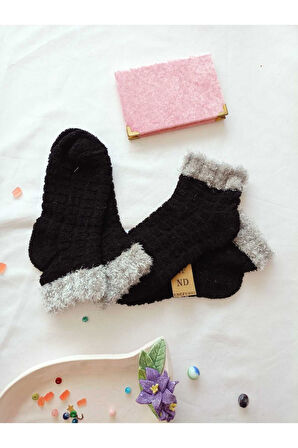 2 ÇİFT TAY TÜYÜ TERS HAVLU PATİK ÇORABI KABARTMALI KOKULU YILBAŞI HEDİYE TURUNCU SİYAH 36-40