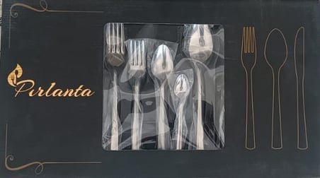 Pırlanta 30 Parça 6 Kişilik Çatal Kaşık Takımı 30 Parça Kutulu Hediyelik Çeyizlik Takım