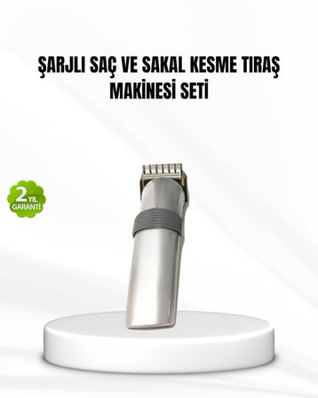 Şarjlı Saç ve Sakal Kesme Makinesi – Paslanmaz Çelik , Ayarlanabilir Başlık