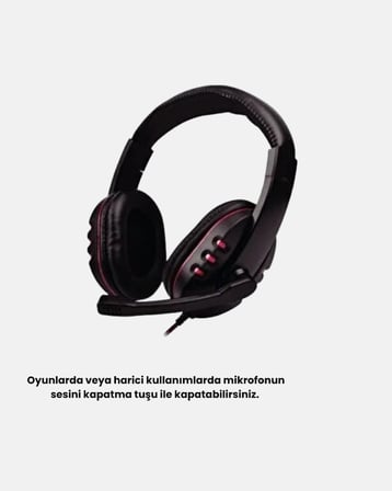 Rahat ve Dayanıklı Mikrofonlu Oyun Kulaklığı – Stereo Ses, Ayarlanabilir Kafa Bandı