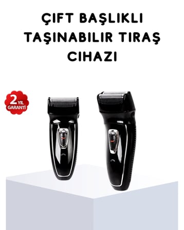 Kablosuz Tıraş Makinesi Çift Başlıklı Kuru Tıraş Fo Başlık Şarj Göstergeli