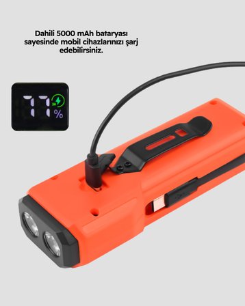 600 Lümen Bisik Ön Işık Powerbankli Çakar COB Led