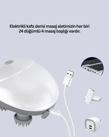 Şarjlı Kafa Masaj Ai 3 Hız Ayarlı Derin Masaj