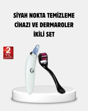 Dermaroller ve Vakumlu Siyah Nokta Temizleme Cihazı 2’li Cilt Bakım Seti