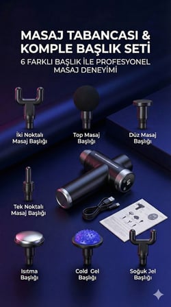 Sıcak Ve Soğuk Terapili Masaj Tabancası  Şarjlı Isıtmalı Masaj Cihazı  Sporcu Masaj Ai