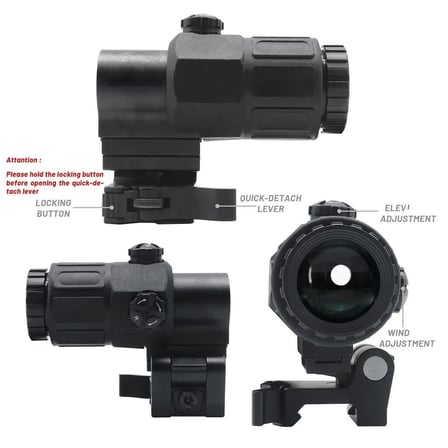 Nikula Magnifier 5x Yakınlaştırmalı Dürbün  22mm Ray Uyumlu, Katlanır Yaylı Ayaklı