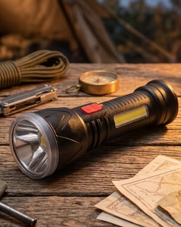 Uzun Menzilli Şarjlı El Feneri 9 LED ve 4 Modlu Güçlü Aydınlatma